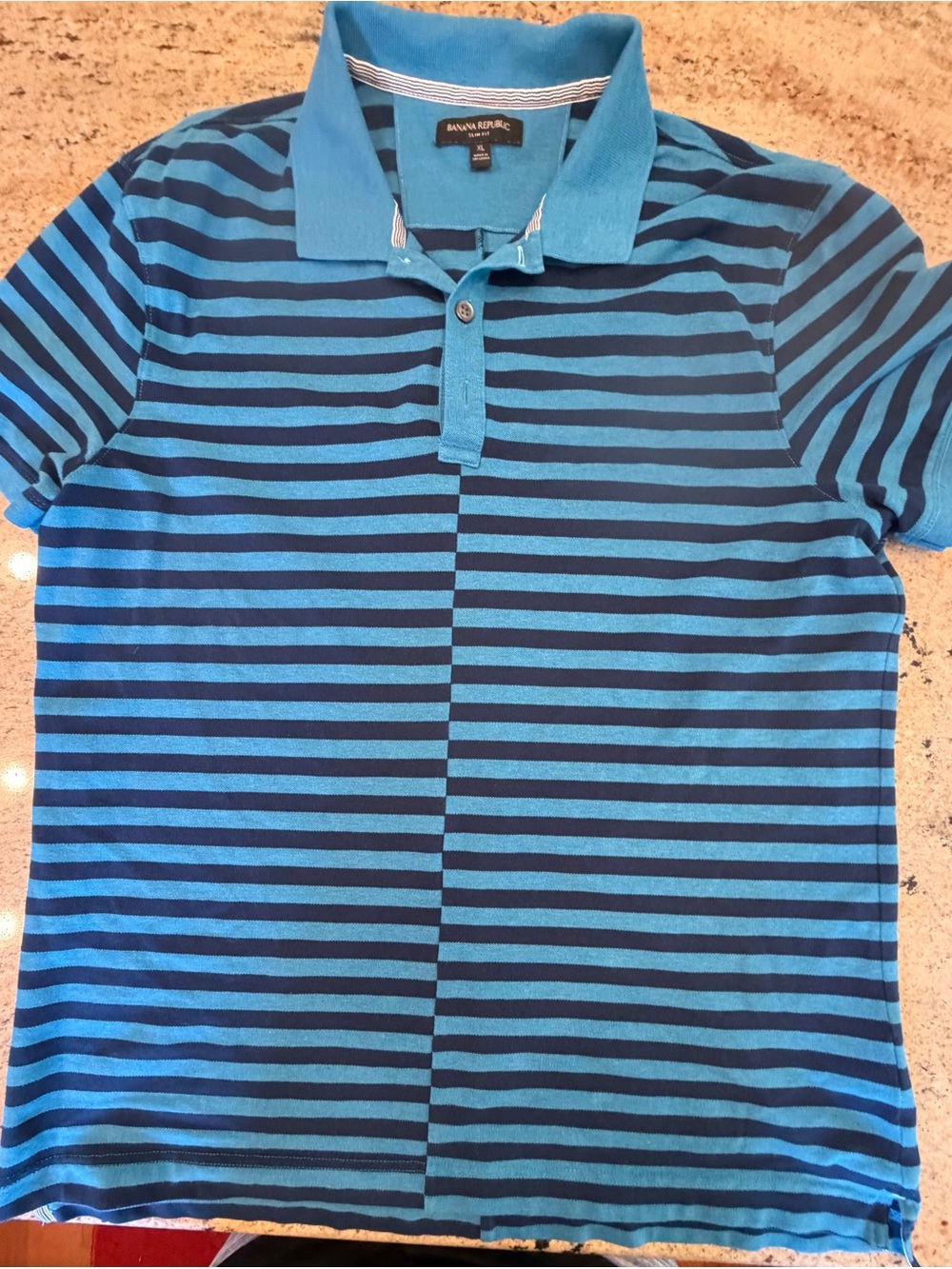 Banana Republic Blue Striped men’s size XL slim fit Polo Shirt